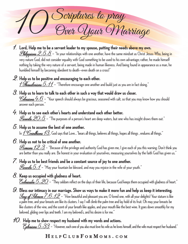 10 scriptures to pray over your marriage