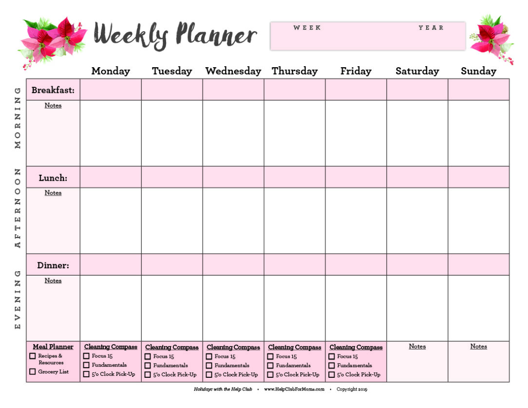 weekly planner printable help club for moms